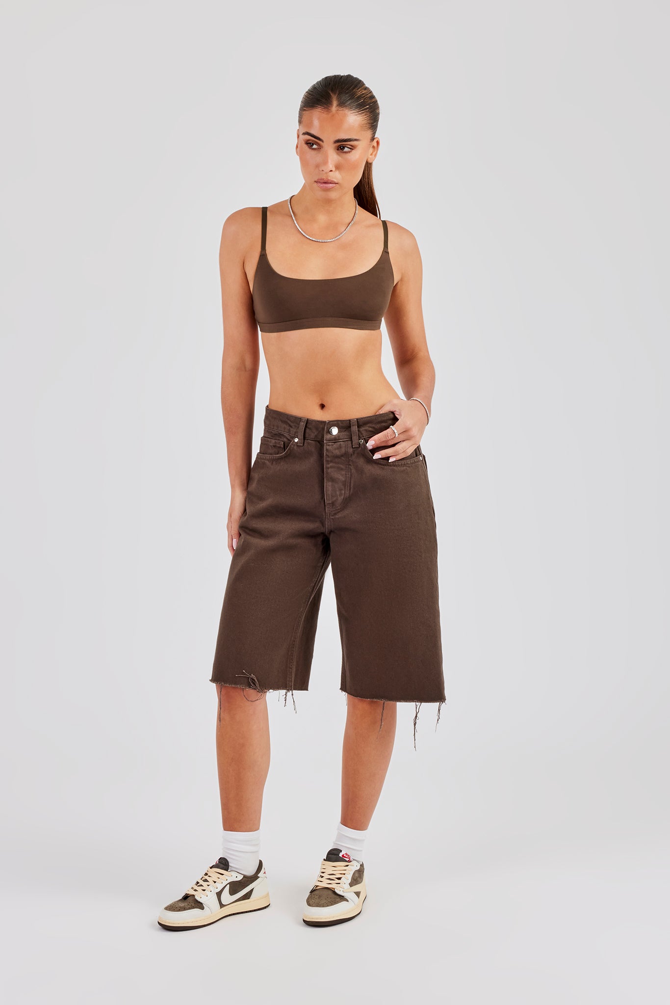 Pocket Detailed Denim Jort - Chocolate